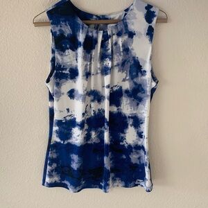 Calvin Klein Navy and White Abstract Blouse